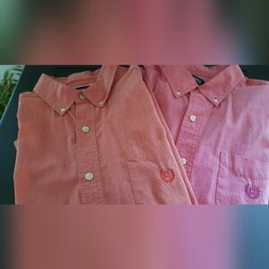2 Men's Chaps Coral and Pink Button-Down Shirts. Size Large
